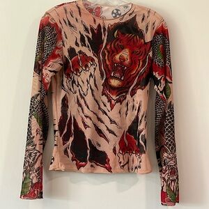 Y2K unbranded tattoo long sleeve shirt - one size